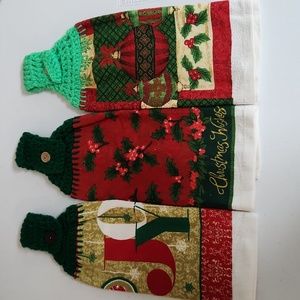 Christmas Theme 3pc Set Handmade Kitchen Hand Towels Lot #3